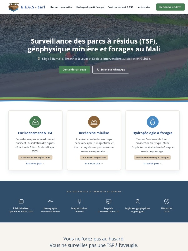 Page d’accueil du site begs.africa